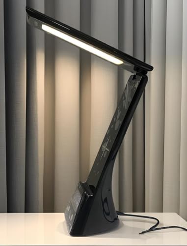Eye-Care Desk lamp with Smartphone Charging Function, can be Used as a Cell Phone Holder, Touch Switch, with Electronic Clock and Alarm Clock, Three Soft Light, with USB Charging Cable
