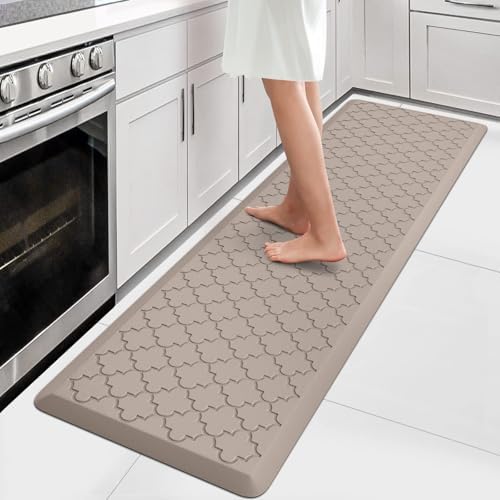 WISELIFE Kitchen Mat Cushioned Anti Fatigue Runner Rug, 17.3"x60", Khaki