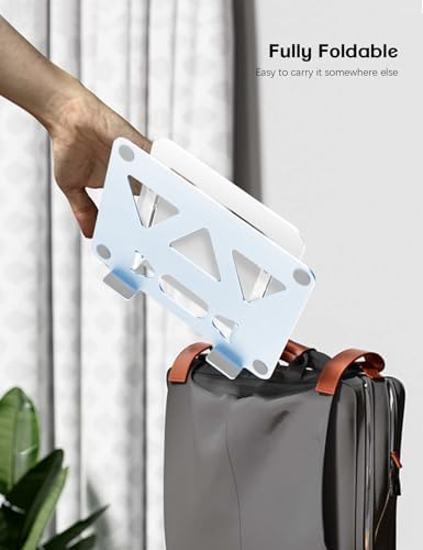 Aoviho Adjustable Laptop Stand for Desk,Portable Laptop Stand Holder and Riser,Foldable Aluminum Notebook Computer Stands for MacBook Air Pro HP Lenovo Dell Samsung, 10-15.6 inch (Sky Blue-Silver)