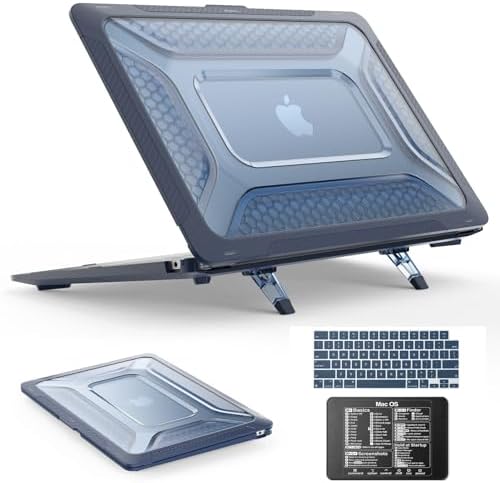 SEYMAC stock Case for MacBook Air 15 inch, Shock-Absorbing Protection with Folding Stand &Mouse Pad Case for MacBook Air 15 inch, Blue