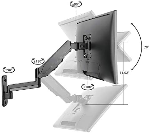 SIIG HIGH Premium Aluminum Gas Spring WALL Mount - Single Monitor