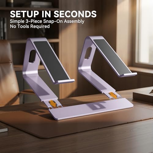 SOUNDANCE Laptop Stand, Aluminum Ergonomic Desk Riser, 10-15.6", Purple