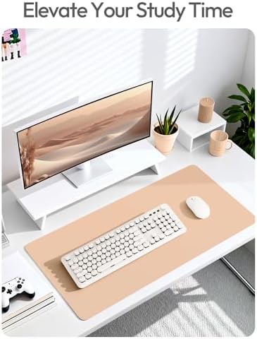 YSAGi Leather Desk Protector, Office Mat, Large Mouse Mat, Non-Slip PU Leather Blotter, Laptop Desk Pad, Waterproof Writing Pad for Office and Home (Latte, 31.5" x 15.8")