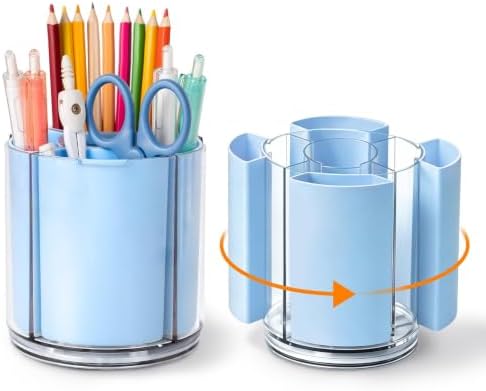360° Rotating Pen Holder for Desk Adjustable Pencil Organizer, Blue