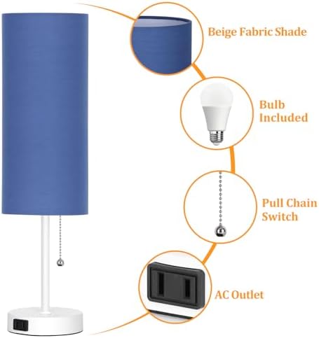 Dott Arts 18" Table Lamp for Bedroom, 3-Color Bedside Lamps with Pull Chain
