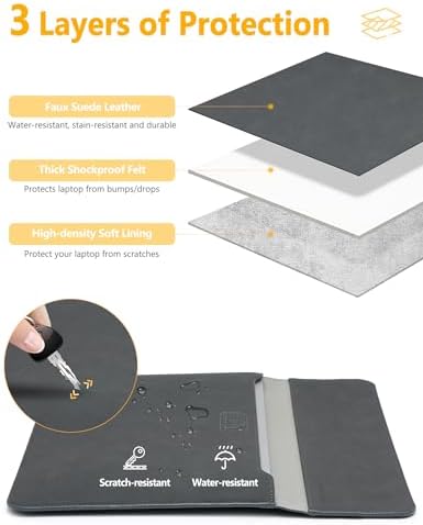 HYZUO 13.3-14 Inch Laptop Case Sleeve with Stand Feature, Space Gray