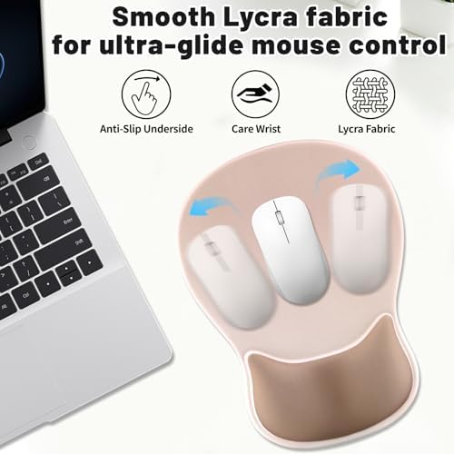 Ergonomic Mouse Pad with Wrist Rest - Gel Wrist Support Mousepad with Non-Slip PU Base for Computer, Laptop, Office & Home