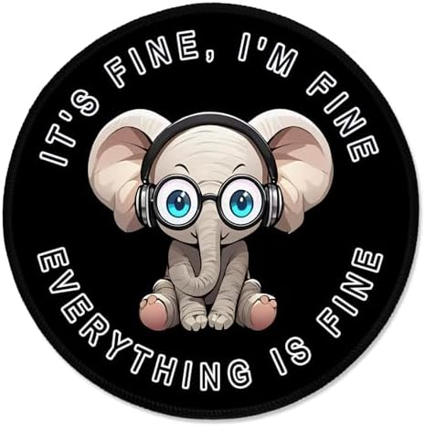 ITNRSIIET Round Mouse Pad with Stitched Edge Premium-Textured Waterproof Non-Slip Rubber Base Desktop Protection Mat Diameter 8.7 inches, Pretty Fine Elephant