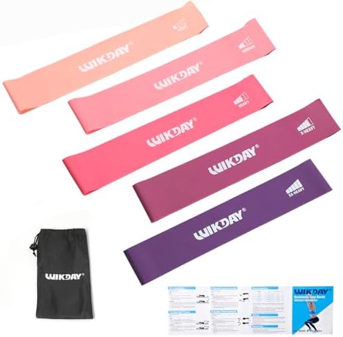 WIKDAY Resistance Bands for Working Out Exercise Loop Bands Workout Bands Set for Men Women Body Stretching, Crossfit Training, Home Workout, Physical Therapy, Booty Legs, Set of 5