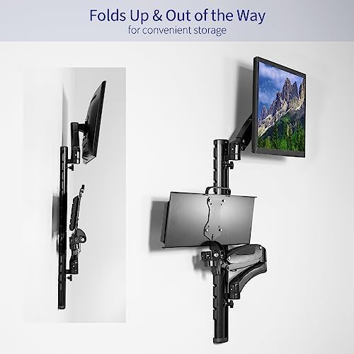 VIVO Black Sit-Stand Wall Mount Counterbalance Height Adjustable Monitor and Keyboard Workstation for Screens up to 27 inches STAND-SIT1K…