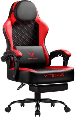 VITESSE 400 lbs Red Ergonomic Video Gaming Chair for Adults