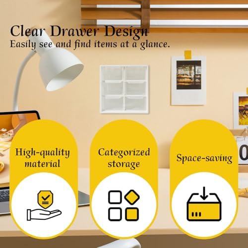 Small Mini Drawer Organizer for Desk, 6 Drawers, 4.7" x 4.7" x 3.8" White