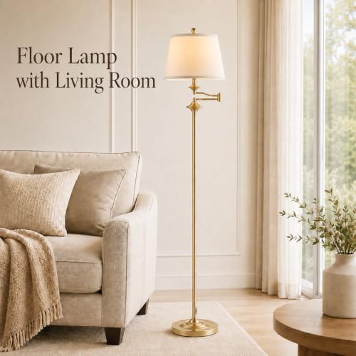 Wio-Mio Vintage Gold Floor Lamp, 350° Adjustable Swing Arm for Living Room