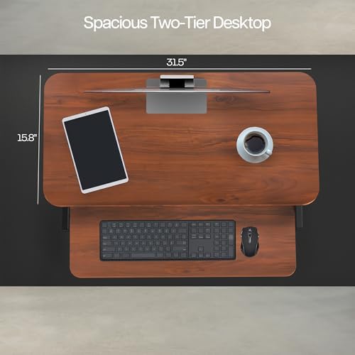 VIVO Dark Walnut 32 inch Standing Desk Riser, DESK-V000SD
