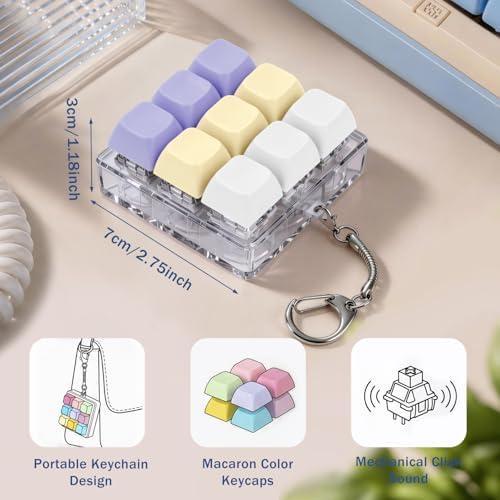 Keyboard Fidget Toy, Creamy Fidget Clicker Keyboard Fidget Keychain, Button Fidget Gifts for Adults, Boost Focus & Ease Anxiety Anywhere — Perfect Stress-Relief Gift (3×3 Grid Layout L)