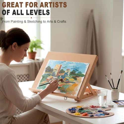 16.5"x12" Beechwood Tabletop Easel with Paint and Sketch Papers,Mask Tape