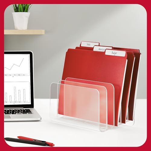 Staples Plastic Incline Desktop File Sorter, 5-Compartment, Clear