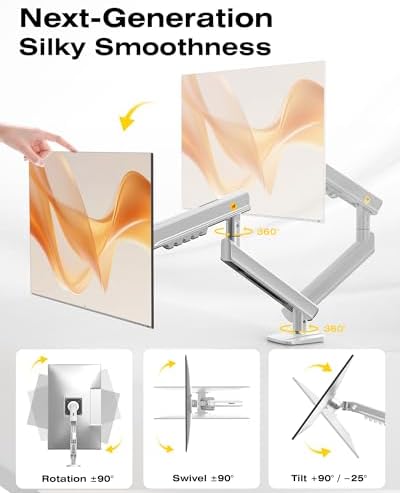 NB SmooVex™ Single Computer Monitor Mount, Monitor Stand fits up to 32 Inch, Mechanical Spring Monitor Arm, VESA 75/100 mm, Model-A5 (Silver)