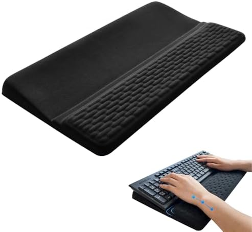 Wrist Rest with Keyboard Stand, Ergonomic Keyboard Riser Holder Lifter Tray, Soft Memory Foam Wrist Pad with Non-Slip Base, Comfort for Office, Work, Gaming