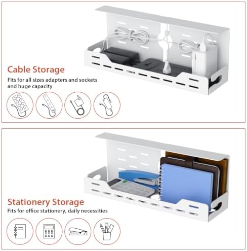 Univivi Under Desk Cable Management Tray, Cable Management, 16 inch, White