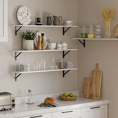 DINZI LVJ Long Wall Shelves, 55.1Inch Wooden Floating Shelves with Brackets