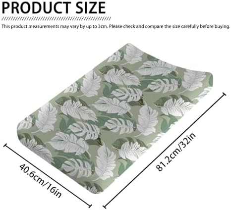 Summer Leaves Pattern Baby Changing Pad Cover, Unisex Leaves Nursery Diaper Changing Table Pad Mat Sheet for Boys Girls-16x32