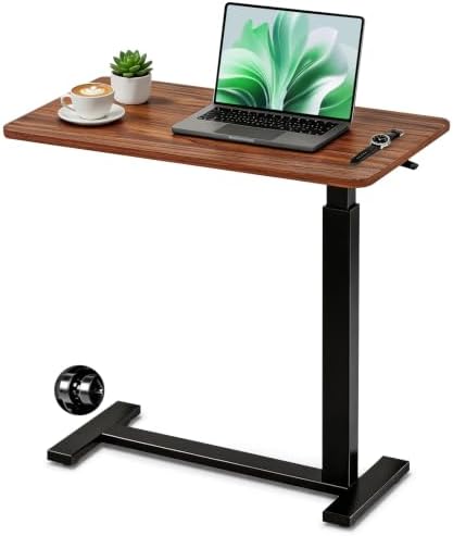 Mobile Standing Desk, Height Adjustable Laptop Desk with Hidden Casters