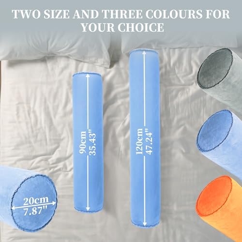 ONTYZZ Inflatable Short Body Pillow, Short Pillow for Bed, Oval Bolster Pillow for Good Sleeping and Back/Neck Support, 1pcs Blue
