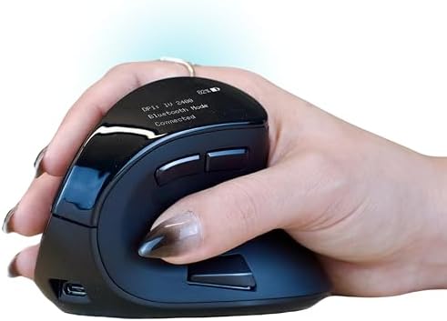 Ergodriven Om Vertical Ergonomic Mouse | Wireless: Bluetooth & 2.4G | Rechargeable, Optical, 4 DPI Levels, 5 Custom Buttons | for PC, Mac, Laptop, Computer | Silent Click | Copy/Paste Function