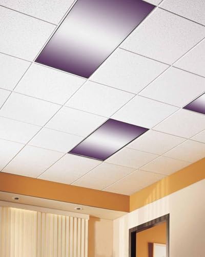 Dark Purple White Magnetic Fluorescent Light Covers for Ceiling Lights 2 x 4 Feet,Abstract Ombre Geometric Minimalist Office Classroom Kitchen Drop Ceiling Light Covers Lighting Filters Shade 2 Packs