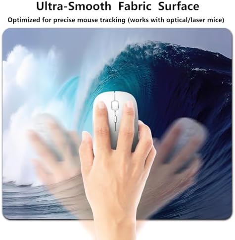 9.5x7.9 Inch Office/Gaming Mouse Pad, Powerful Curl Ocean Wave in Turquoise Blue Tropical Seascape, Cute Anti-Slip Mat for Desk Decor