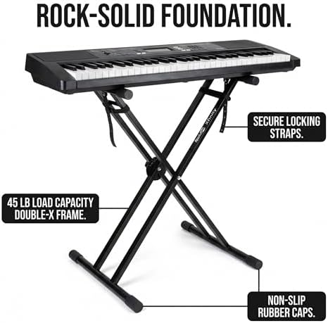 RockJam Xfinity Double X Keyboard Stand, Pre-Assembled & Adjustable