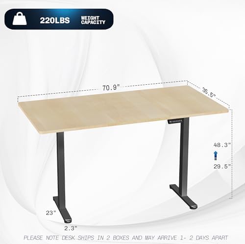 VIVO Light Wood 71 x 36 in Standing Desk, DESK-KIT-E2B7C-36