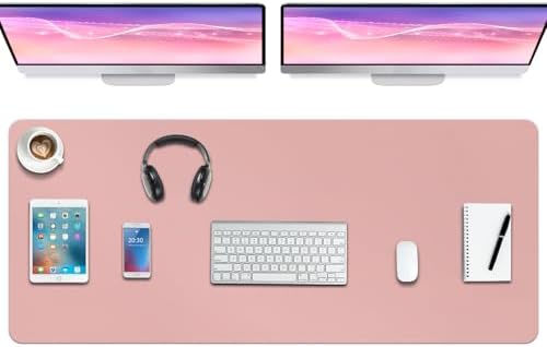 Boutilon Leather Desk Pad Protector,Non-Slip Mouse Pad,Laptop Desk Pad,Office Mouse Mat,Waterproof Leather Desk Blotter,Desk Writing Pad for Office and Home (XXXL-Pink,47"x 24")