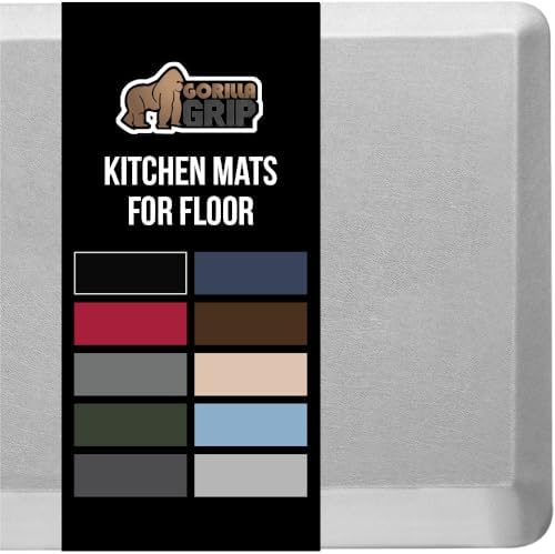 GORILLA GRIP Cushioned Antifatigue Kitchen Mat for Floor, 20x32, Light Gray