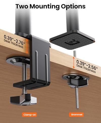ErGear Dual Monitor Stand, Stacked Monitor Mount for 13-33″ Screens, Up to 19.8 lbs/Arm, Enhanced Stability with Integrated C-Clamp, Upgraded Cable Management, VESA 75x75/100x100mm, Home Office Gaming