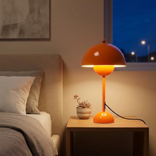 Creative Mid-Century Modern Bud Table Lamp for Home&Office, Pastel Orange