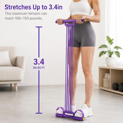 10-Tube Pedal Resistance Band, Modular Resistance Trainer with Handles