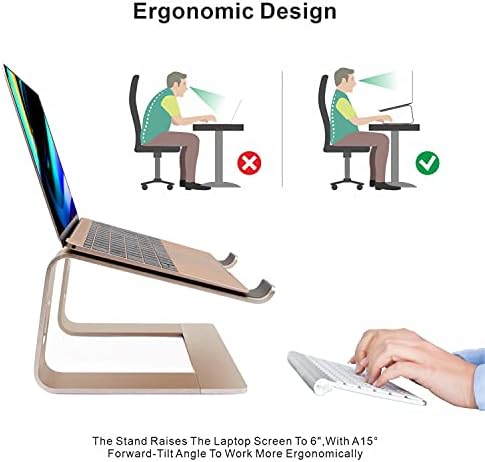 Laptop Stand, Ergonomic Aluminum Laptop Mount Computer Stand, Detachable Laptop Riser，Notebook Holder Stand All 10-17.3" Laptops（Gold）