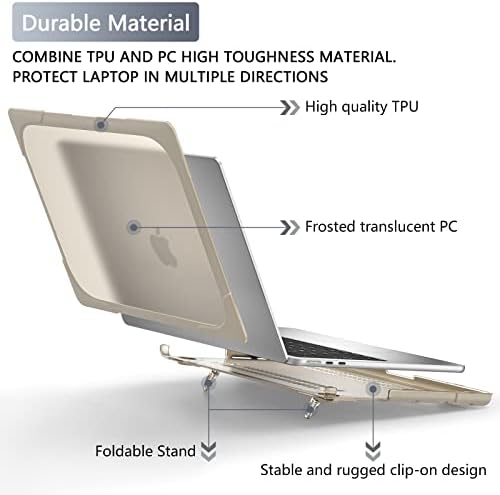 Batianda Foldable Stand Heavy Duty Case for MacBook Air 13.6 inch, Khaki