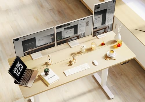 Claiks Electric Height Adjustable Standing Desk, 63x24 Inch, Nature