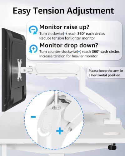 MOUNTUP Dual Monitor Stand for Desk, Monitor Arms for 2 Monitors Max 32 Inches, Height Adjustable Double Monitor Mount, VESA Mount with C-Clamp & Grommet Base, Holds 4.4-17.6lbs, White