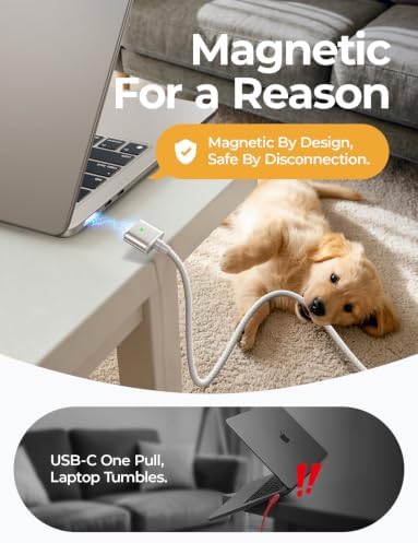 LISEN MacBook Air Charger Magnetic 140W Magsafe 3 Cable, Starlight 6.6FT