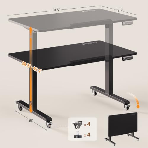 SEDETA 31.5 Inches Electric Standing Desk, 180° Tiltable Mobile Rising