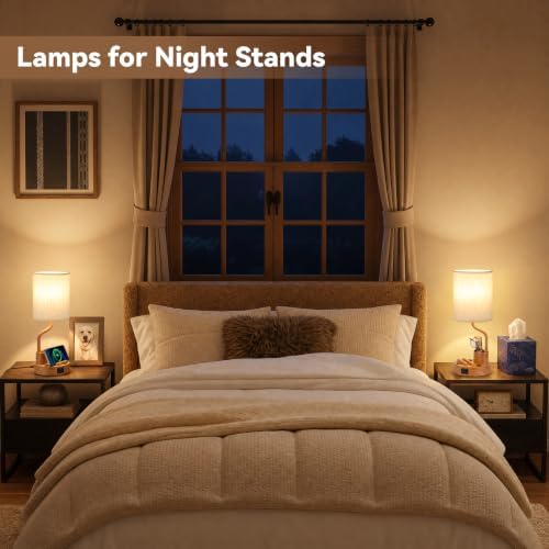 Fenmzee Bedside Lamps for Bedroom Set of 2 - Table Desk Lamp for Nightstand