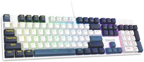 Redragon Mechanical Gaming Keyboard Wired, 11 Programmable Backlit Modes, Hot-Swappable Red Switch, Anti-Ghosting, Double-Shot PBT Keycaps, Light Up Keyboard for PC Mac, Blue