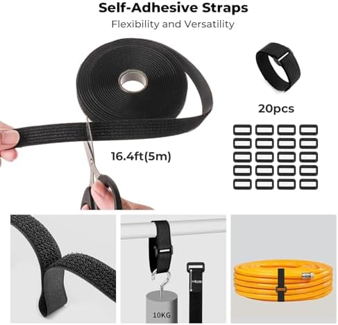 Cable Management Organizer Kit, Desk Cable Organizer, Cable Management Under Desk, Wire Management and Cord Organizer for Home, Office, Standing Desk