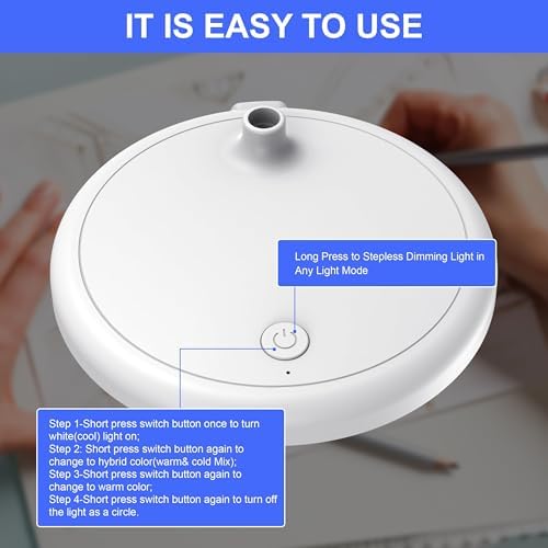 New LED Desk Lamp for Home Office,3 Colors Dimmable Table Lamp