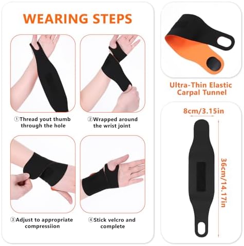cobee 2 Pcs Wrist Brace Strap, Wrist Brace for Carpal Tunnel Night Support, Ultra-Thin Elastic Compression Wrist Wraps for Left Right Hand Fitness Sports Tennis