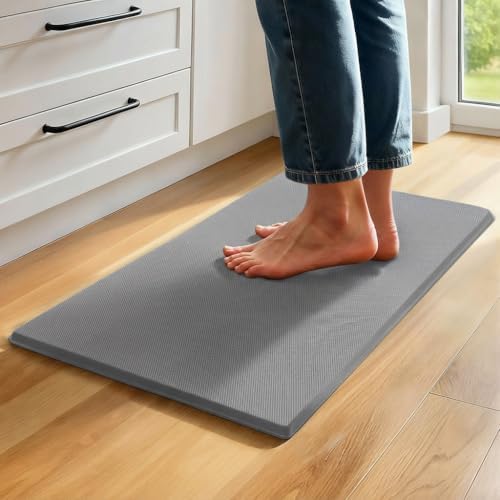 Kitchen Mat Cushioned Anti Fatigue, 0.75" Waterproof,Non Slip Kitchen Rugs, Memory Foam Comfort Mat for Standing at Home,Office,Sink,Laundry(17"x31" Grey)